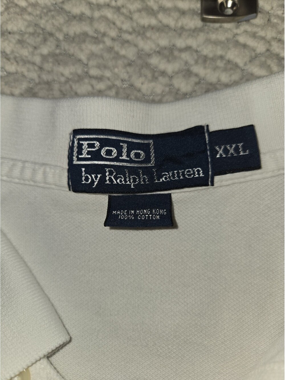 Vtg Polo Ralph Lauren Polo Mens 2XL White/ Blue Pony Hong Kong Preppy Cotton
